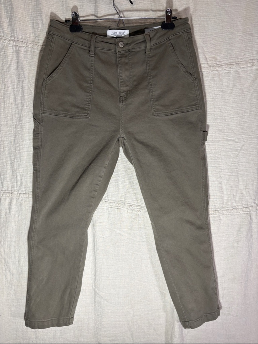 Judy Blue Olive Utility Carpenter Jeans Cotton Blend